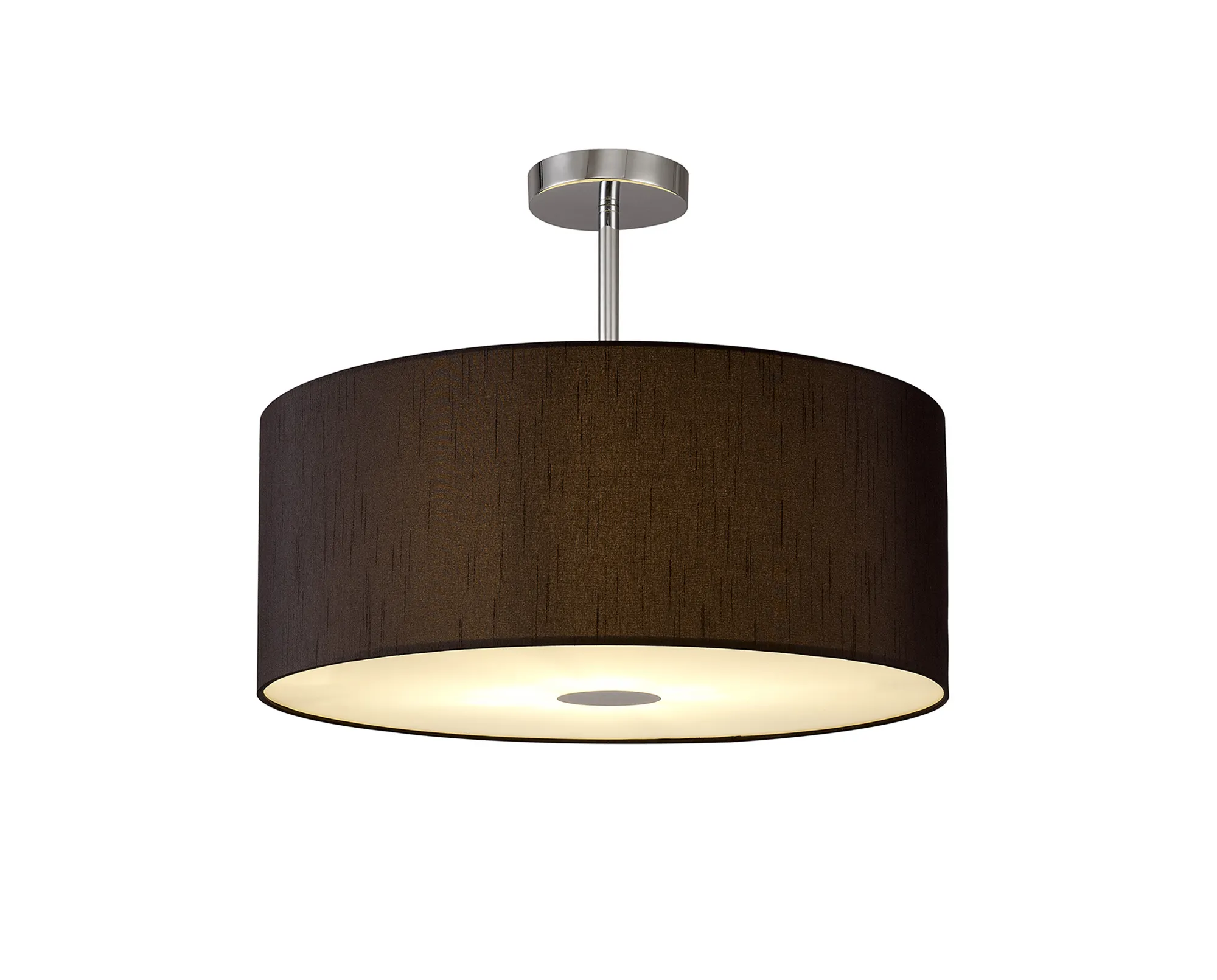 Baymont 50cm Semi Flush 1 Light Polished Chrome, Black, Frosted Diffuser